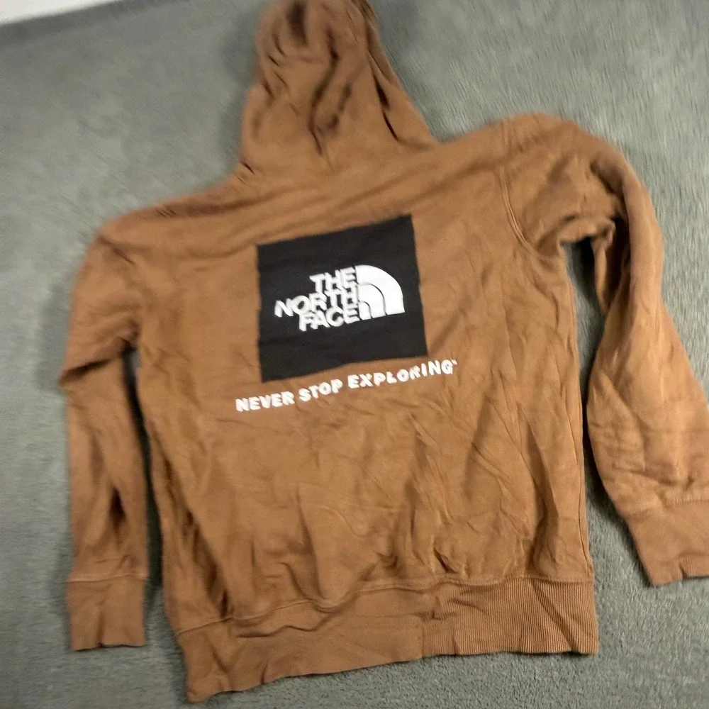 The North Face Mens Brown Never Stop Exploring Box Logo Hoodie Small